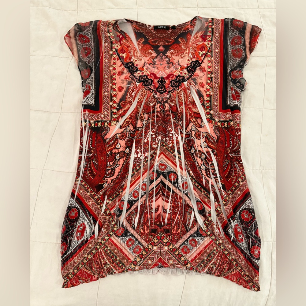 Apt. 9 Red and Black Paisley Blouse